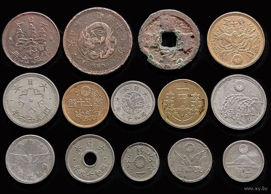 14 МОНЕТ ЯПОНИИ БЕЗ ПОВТОРОВ