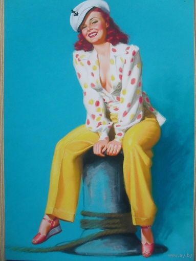 ЧИСТАЯ КОЛЛЕКЦИОННАЯ ОТКРЫТКА КЛАССИЧЕСКИЙ PIN-UP. худ. EARL MORAN.