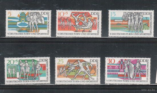 ГДР-1969,(Мих.1483-1488)  * (след от накл.)   ,  Спорт