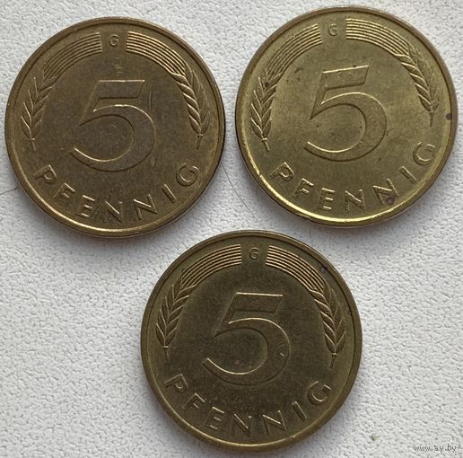 Германия 5 пфеннигов 1991 г. G. Цена за 1 шт.