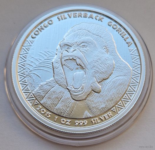Конго 2015 серебро (1 oz) "Горилла" (первая монета серии)