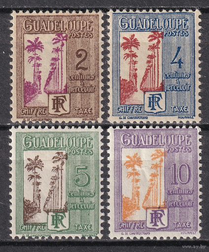 107.FrK. Франция. Колонии. Гваделупа. Доплатные марки. Палм - авеню в Капестерр - Бель. 1928 г. Mi.##25-28. (* - описание).