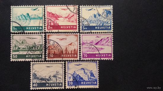 ШВЕЙЦАРИЯ\352фе\1941,MiNr.387-394,полная серия,авиапочта. Самолет