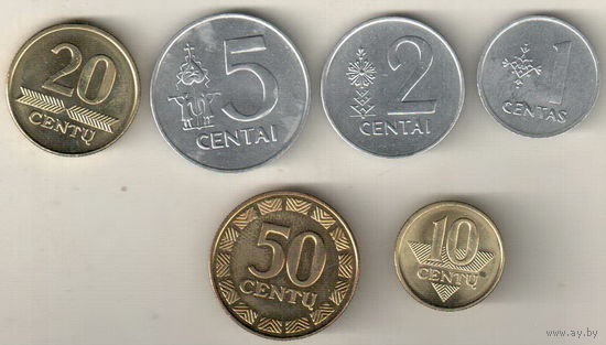 Литва набор 6 монет 1991-2009