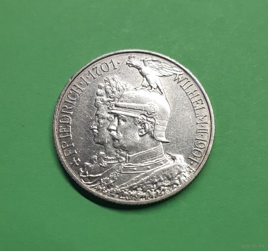 Германия. 2 марки. 1901 год. 200 лет Пруссии. Серебро