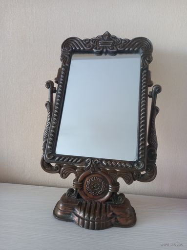 Зеркало настольное СССР , металл, всота 39см