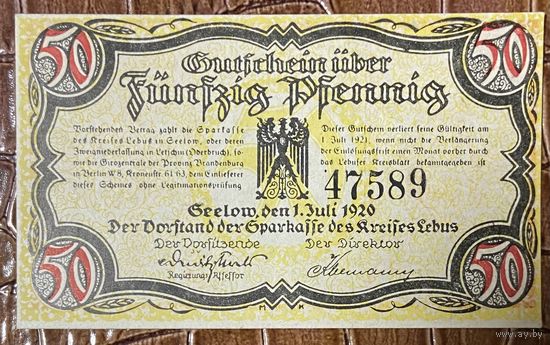 Нотгельд 50 пфеннигов 1920 год. Зеелов. Веймарская республика