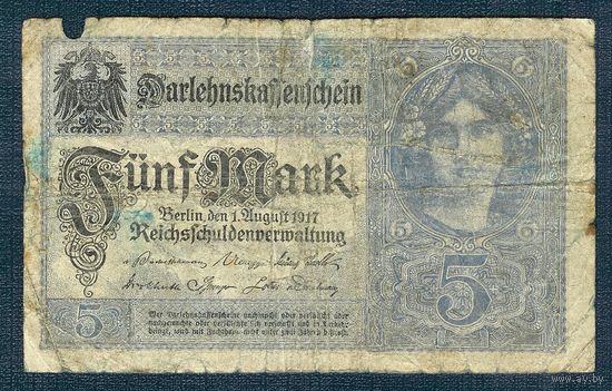 Германия, 5 марок 1917 год.
