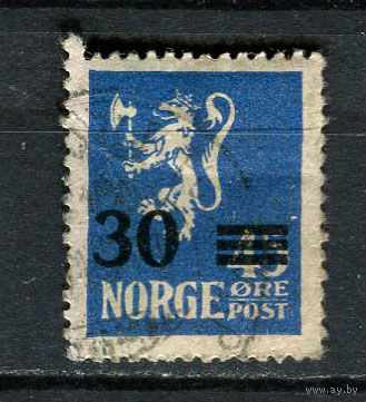Норвегия - 1927/1928 - Герб с надпечаткой 30 О на 45 О - [Mi.134] - 1 марка. Гашеная.  (Лот 56Fi)-T25P15