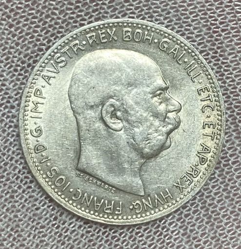 Монета Австро-Венгрия 1 крона 1914 год. Франц Иосиф I. Серебро