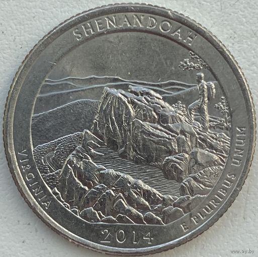 США 25 центов (квотер) 2014 г. P. Национальный парк Шенандоа. Штат Виргиния