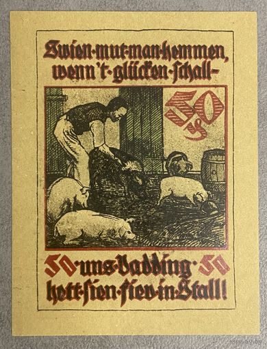Нотгельд 50 пфеннигов Баугеноссеншафт-Айгенхайм 1921 год. Веймарская республика.