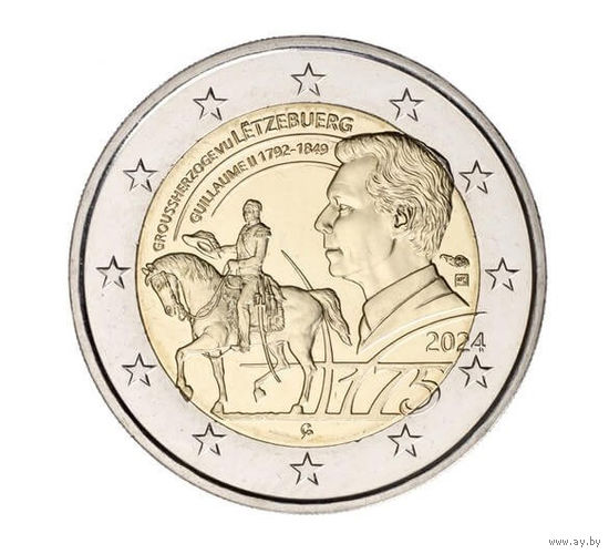 2 евро Люксембург 2024, Виллем II, UNC из ролла