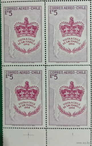 Чили 1968 Визит королевы Елизаветы 2 в Чили. Корона на карте Чили  MNH