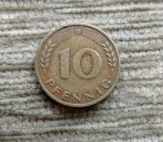 Werty71 Германия ФРГ 10 пфеннигов 1949 D