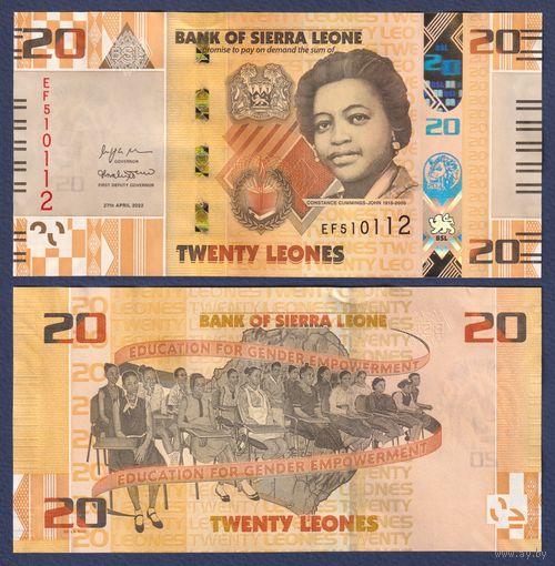 Сьерра-Леоне, 20 леоне 2022 г., P-W38 (номинация IBNS 2022), UNC