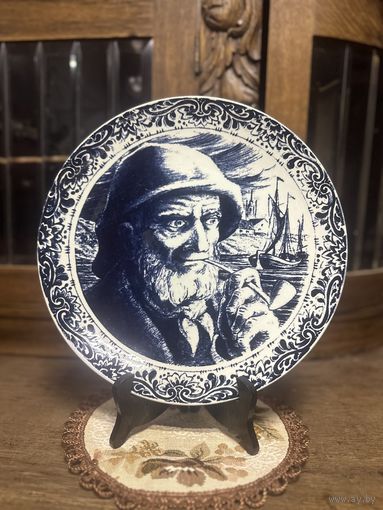 Огромная старинная коллекционная тарелка, Европа, клеймо, много лотов с рубля