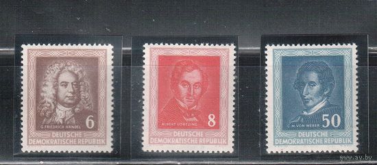 ГДР-1952,(Мих.308-310)   **    , Личности, Композиторы (полная серия)