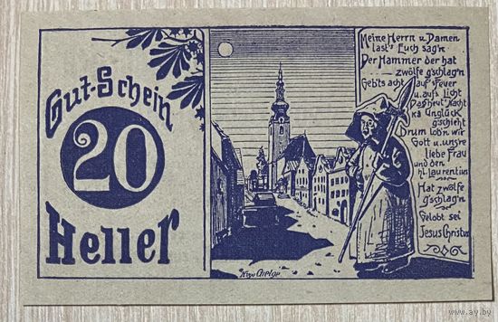 Нотгельды Австрия Грамаштеттен 20 геллеров 1920 год