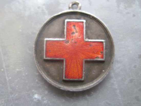 Россия редкая серебрянная медаль красного креста 24 мм диаметр в память русско-японской войны 1904-1905 гг