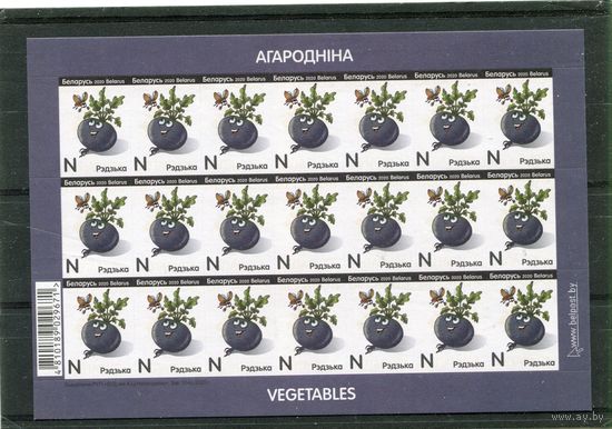 Беларусь 2020. Стандарт. Овощи. Редька. Номинал N. Заказ 334ц-2020. Лист