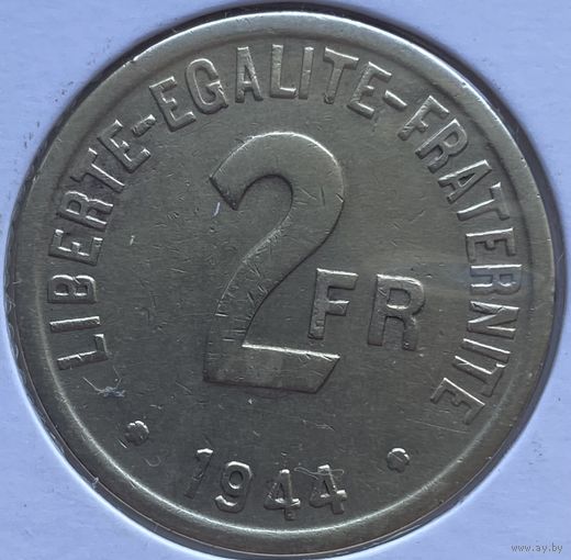 Франция (Оккупация союзниками) 2 франка 1944 г. В холдере