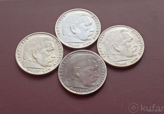 5 марок Гинденбург 1935г.(A,D,G,F)