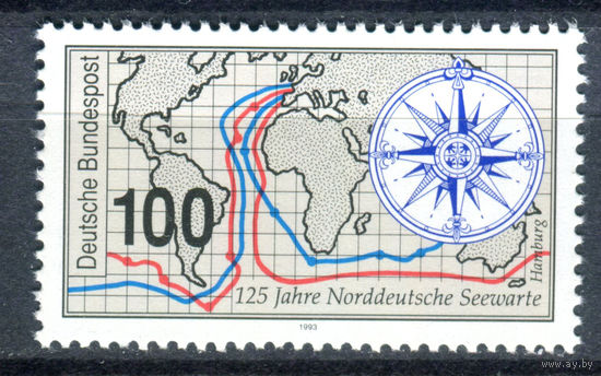 Германия - 1993г. - 125 лет военно-морской охране северной Германии - полная серия, MNH [Mi 1647] - 1 марка