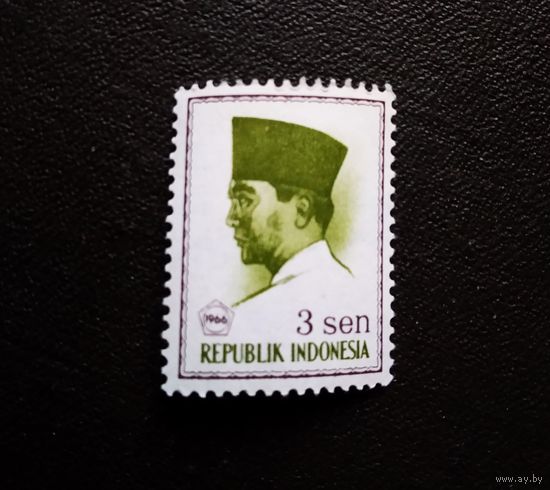 Марка Индонезия 1966 год Президент Сукарно