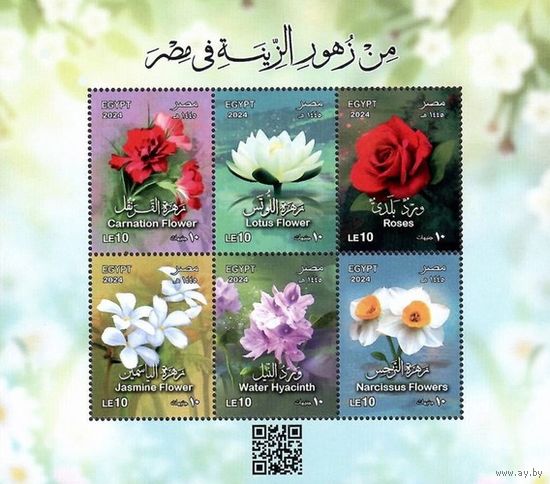 Египет 2024 Флора. Цветы. Блок