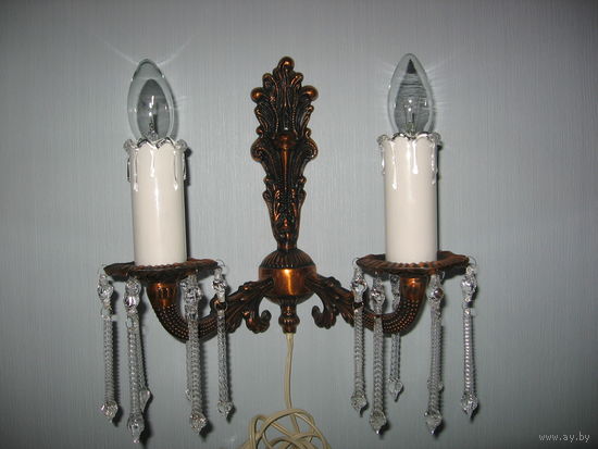 Бра-светильник настенный винтажный хрустальные подвески СССР