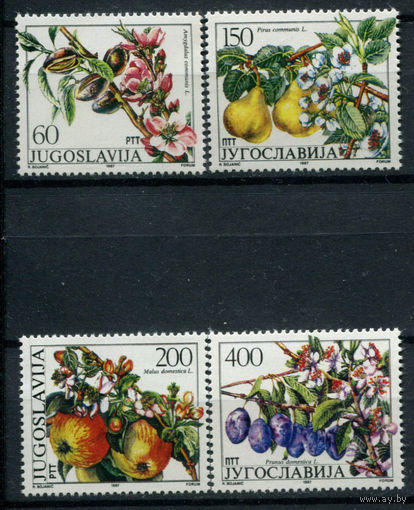 Югославия - 1987г. - Фруктовые деревья - полная серия, MNH, 1 марка с небольшим повреждением клея [Mi 2221-2224] - 4 марки