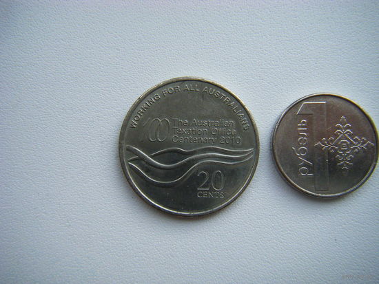 Австралия 20 центов 2010г. (100 лет Налоговому Управлению).