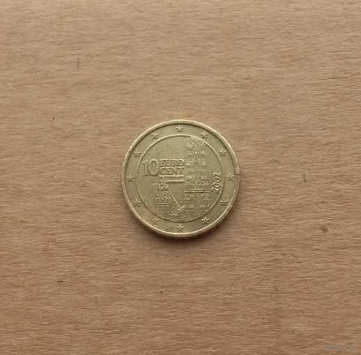 Австрия, 10 евроцентов 2002 г., старый тип карты Европы
