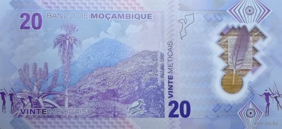 Werty71 Мозамбик 20 метикал 2024 UNC банкнота полимер