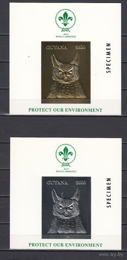 Фауна. Совы. Гайана. 1993. 2 блока. Michel N бл261-262 (100,0 е)
