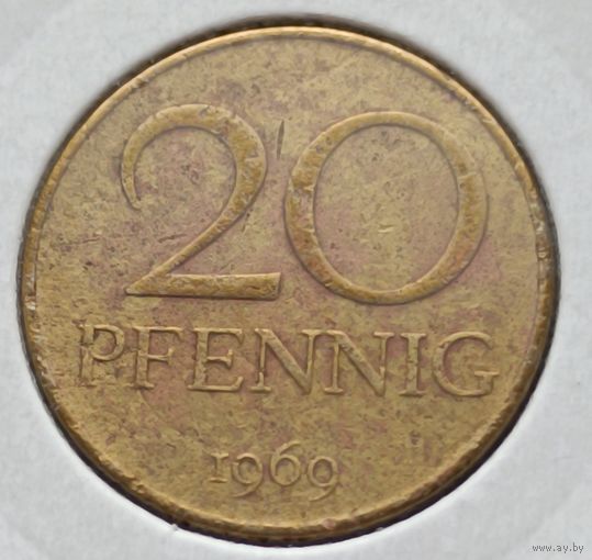 Германия. 20 пфеннигов 1969 года.
