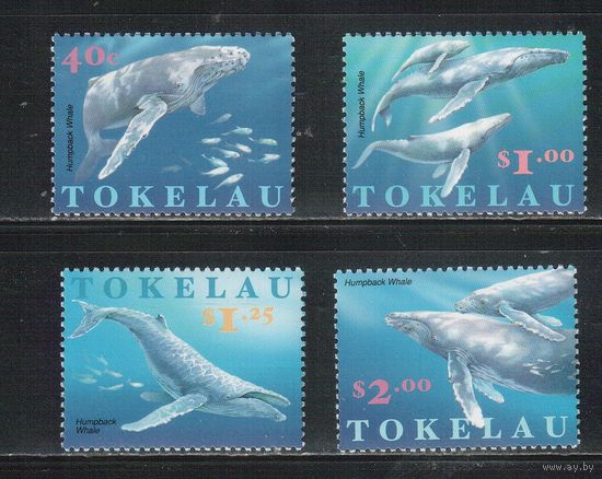 Токелау -1997 (Мих.244-247) , ** , Морская фауна,Киты (полная серия)
