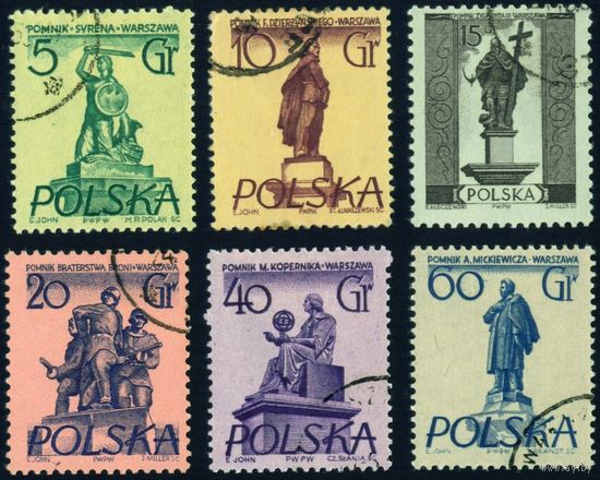 Памятники Варшавы Польша 1955 год 6 марок