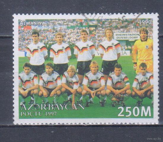 [2062] Азербайджан 1997. Спорт.Футбол.Сборная команда Германии.Чемпионат мира. Гашеная марка.