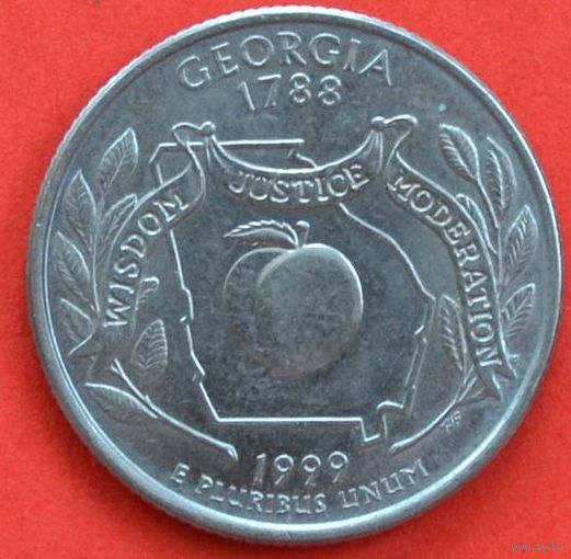 США 25 центов (квотер) 1999 P Georgia
