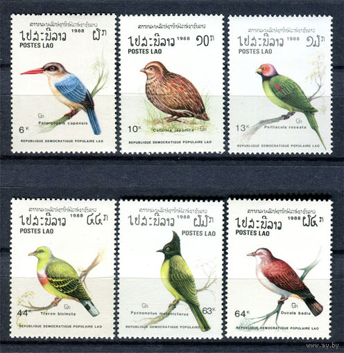 Лаос - 1988г. - Птицы - 6 марок - полная серия, MNH [Mi 1082-1087]. #O-Se-Z-1-2