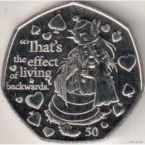 Остров Мэн 50 пенсов, 2021 Алиса в Зазеркалье - Белая королева UNC