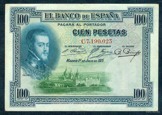 Испания 100 песет 1925 год.