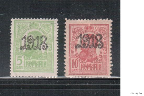 Румыния-1918, (Мих.238-239)  * , Стандарт, Король Карл I ,Надп.(полная серия)