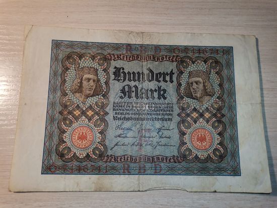 100 марок 1920 года,  Германия.