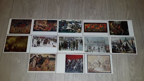 Лошади и Армия живопись открытки СССР - Оружие доспехи униформа войны сражения революции битвы и бои