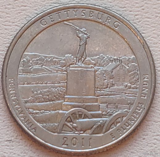 США 25 центов (квотер) 2011 D Gettysburg Pennsylvania