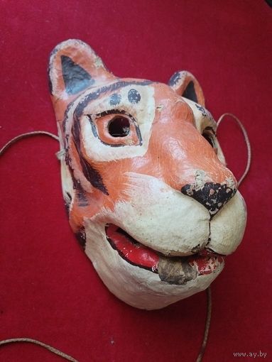 Новогодняя маска. СССР. Тигр. Папье Маше.