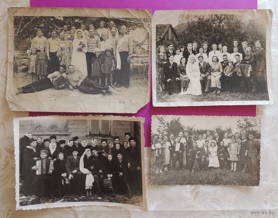 Фото "Свадьба в деревне", 1930-1960-е гг., 4 шт.